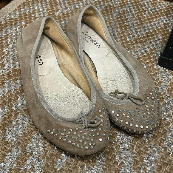 Repetto studded grey suede ballet flats - Picture 1 of 1